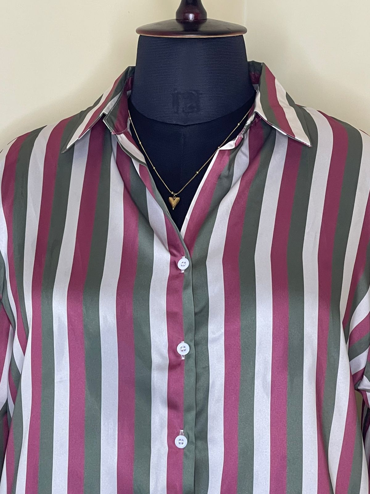Tricolor Striped Satin Shirt