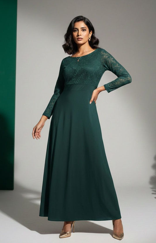 Green A-line Party Dress