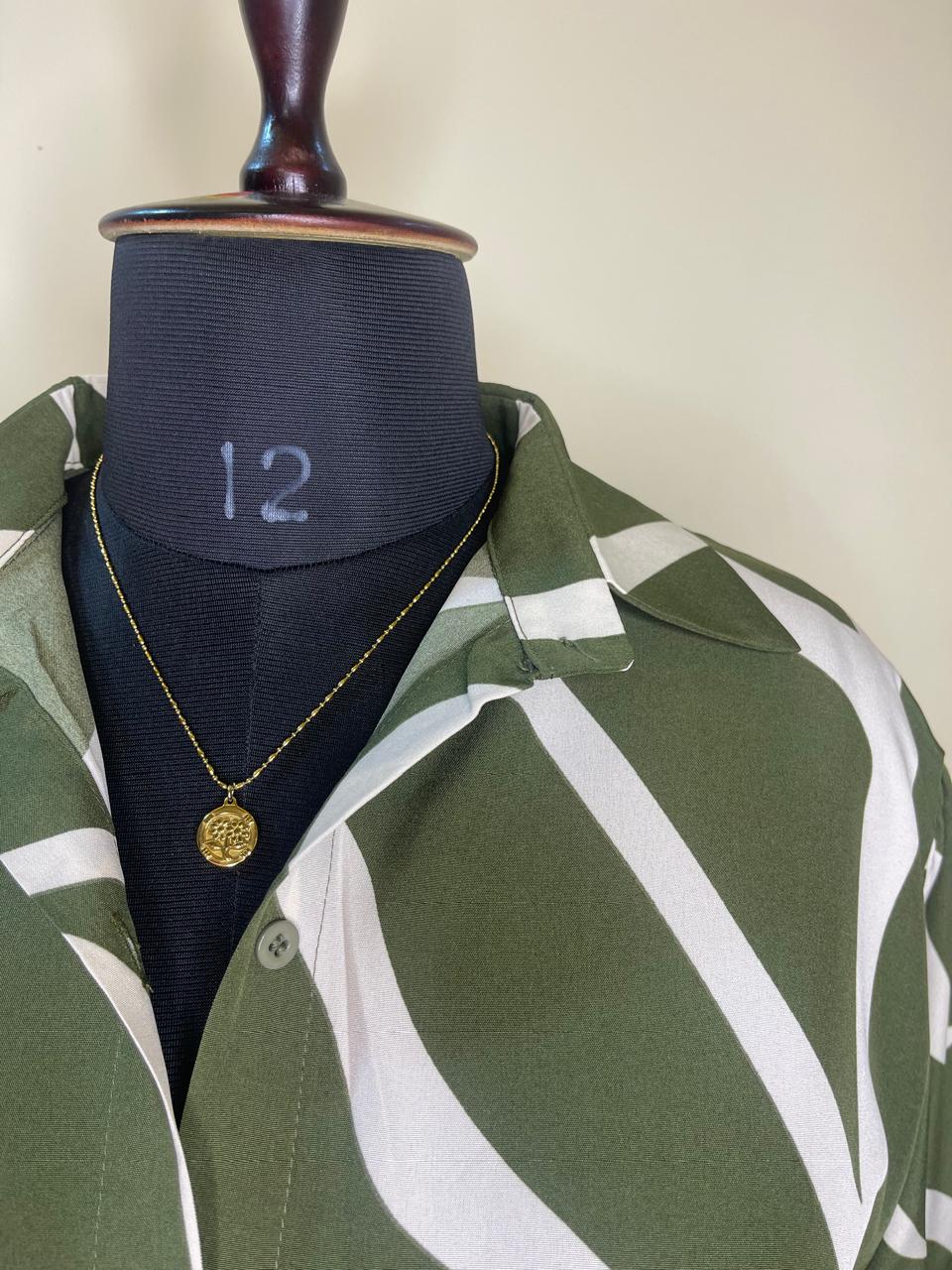 Green Zebra Shirt Dress