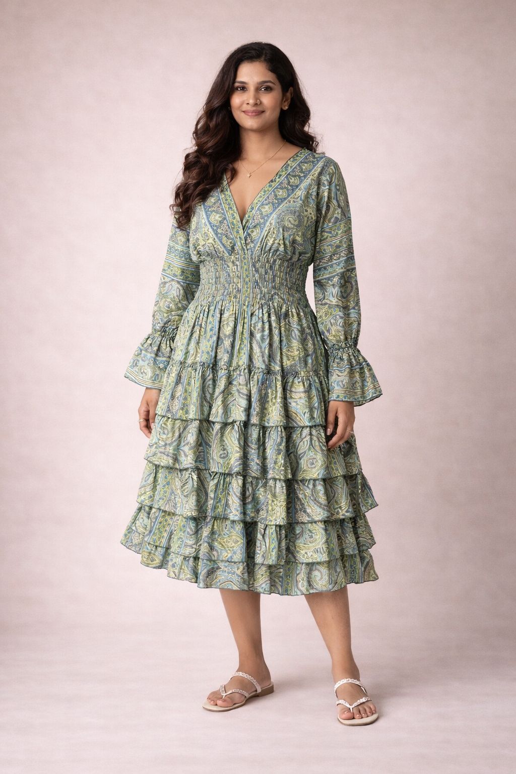 Green Kasturi Tiered Dress