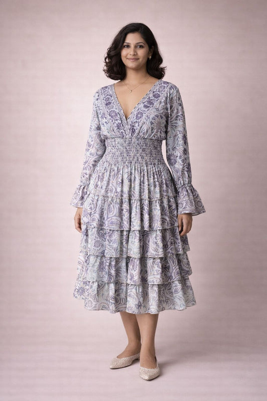 Blue Kasturi Tiered Dress