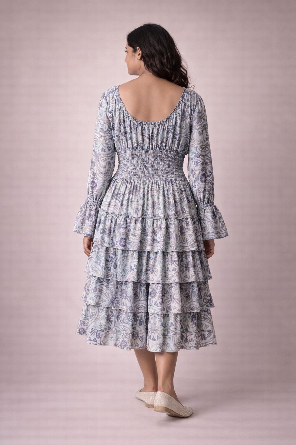 Blue Kasturi Tiered Dress