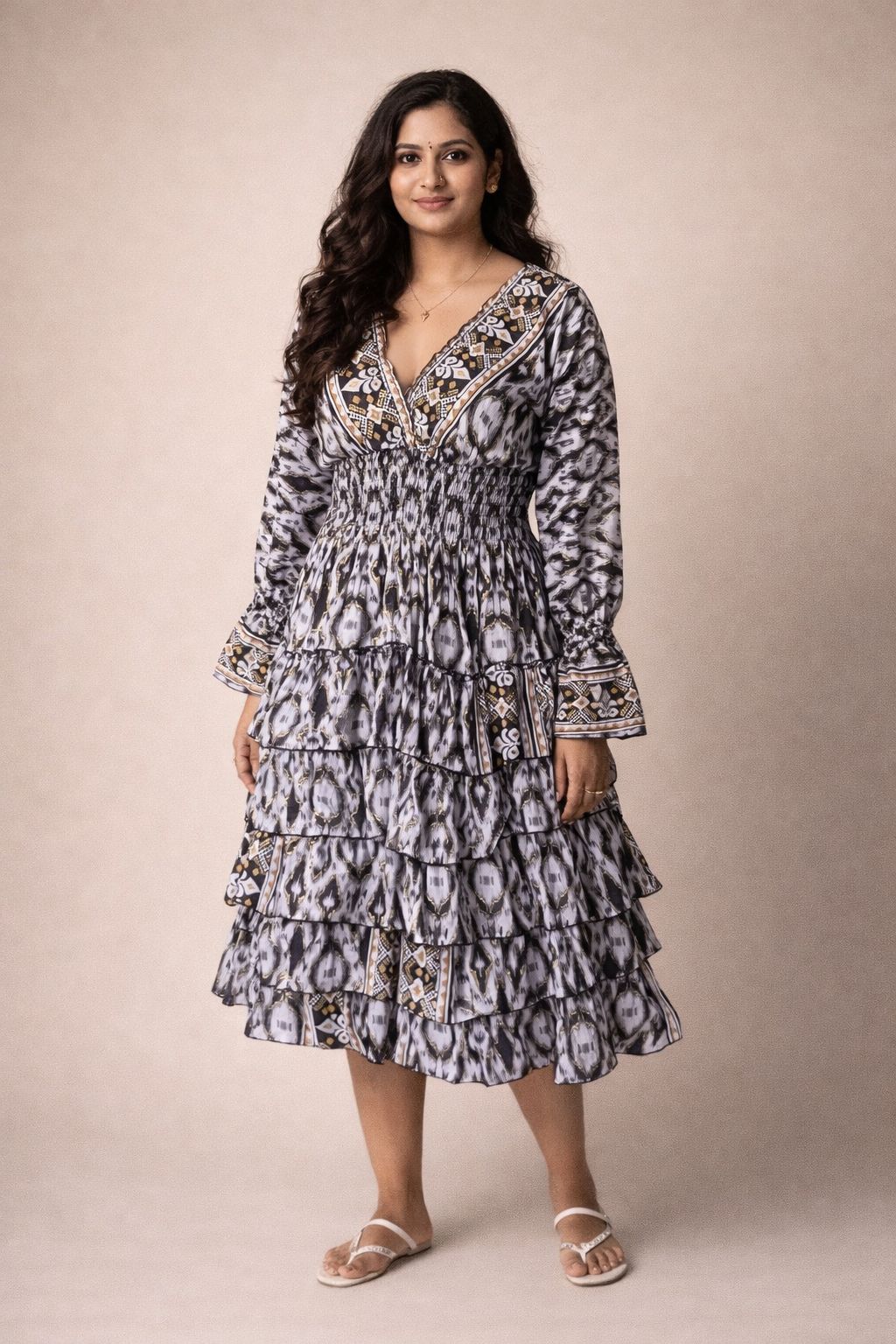BlackWhite Kasturi Tiered Dress