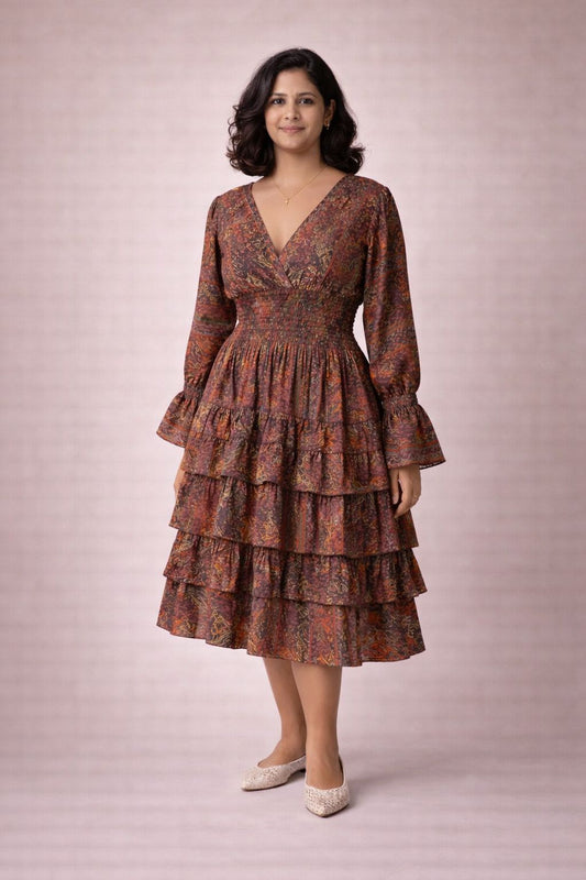 Brown Kasturi Tiered Dress