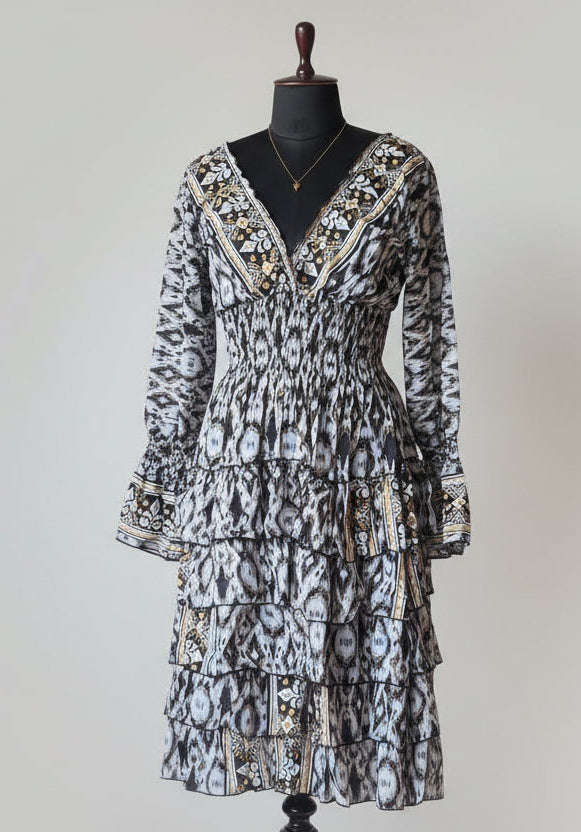 BlackWhite Kasturi Tiered Dress