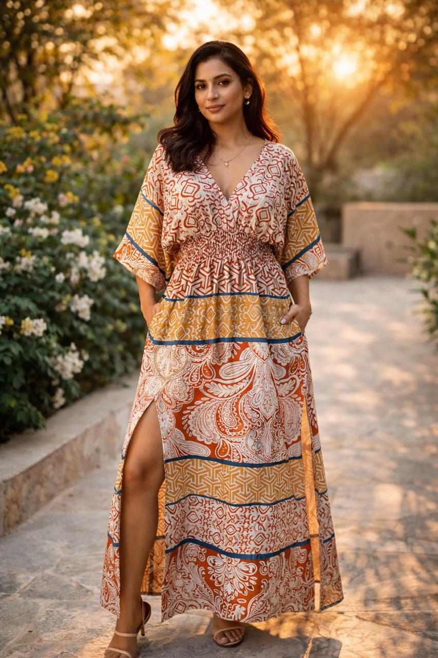 Beige Kasturi Slit Dress