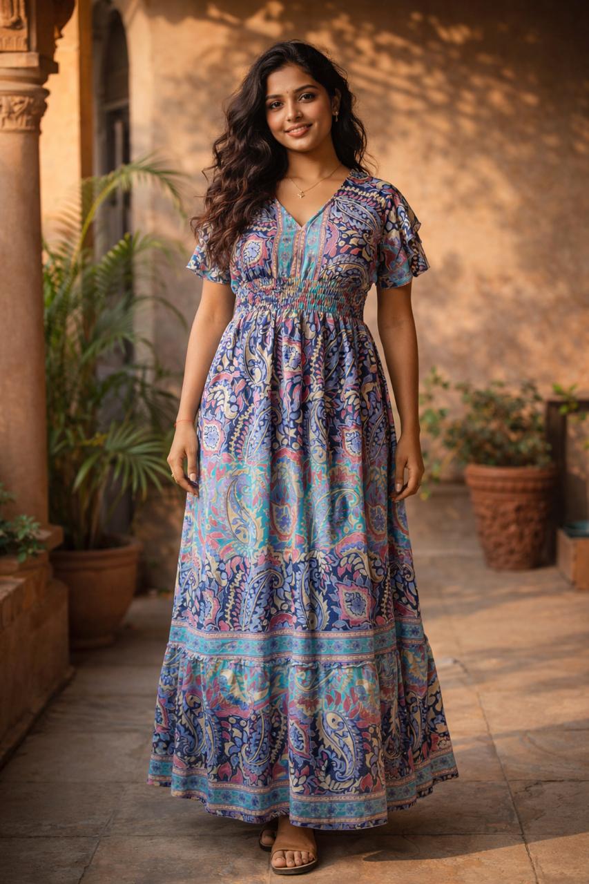 Tisca Silk Maxi Dress