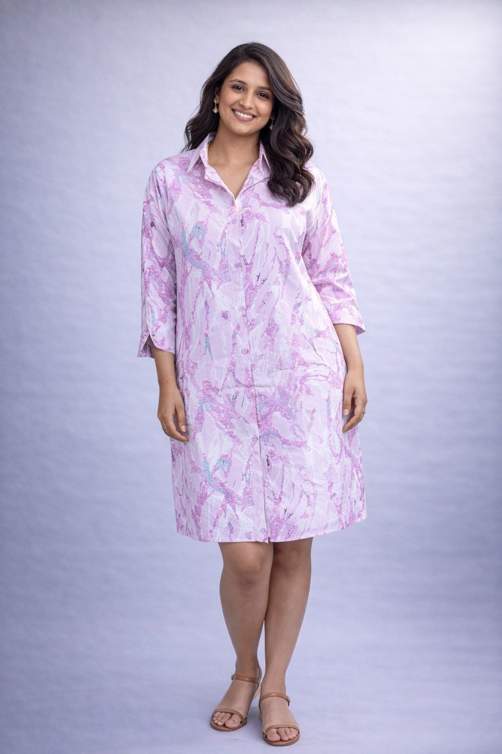 Pink Marble Shirt Dress