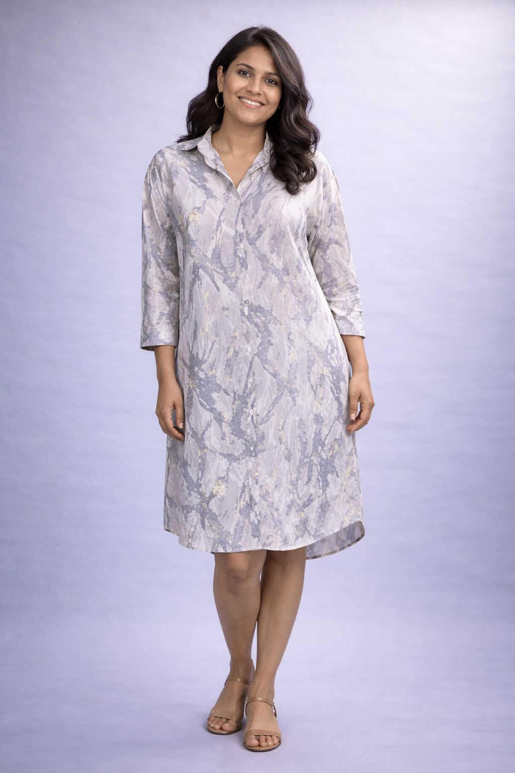 Grey Marble Shirt Dress