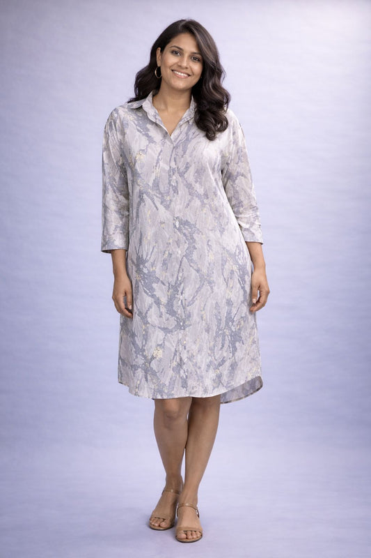 Grey Marble Shirt Dress
