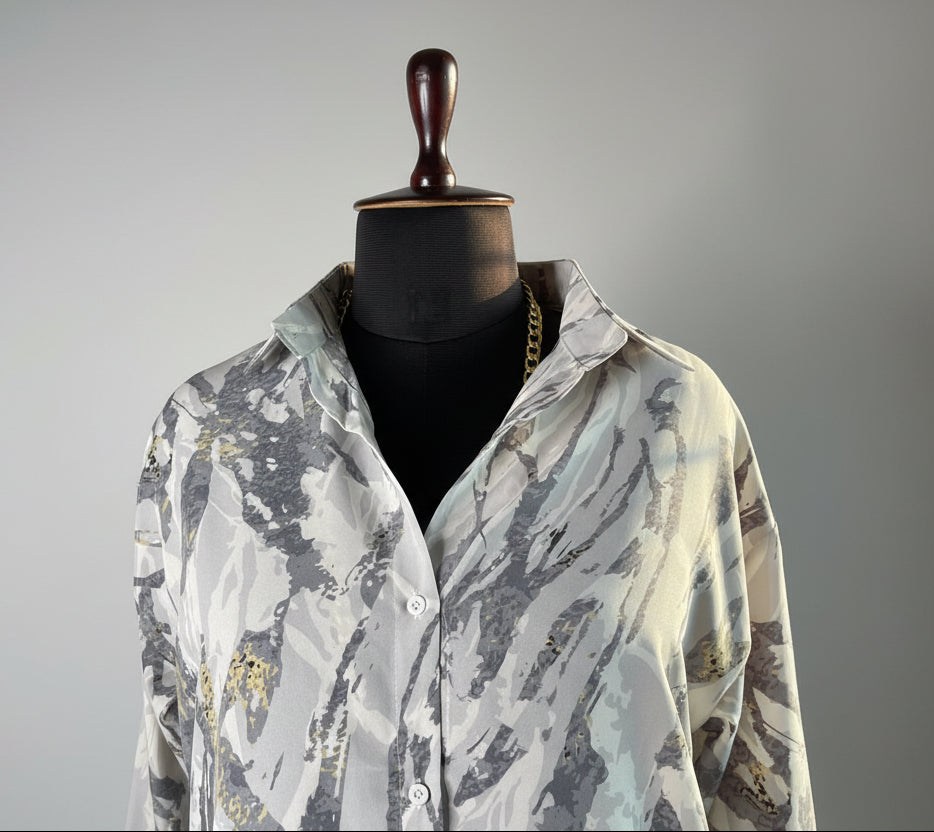 Grey Marble Shirt Dress