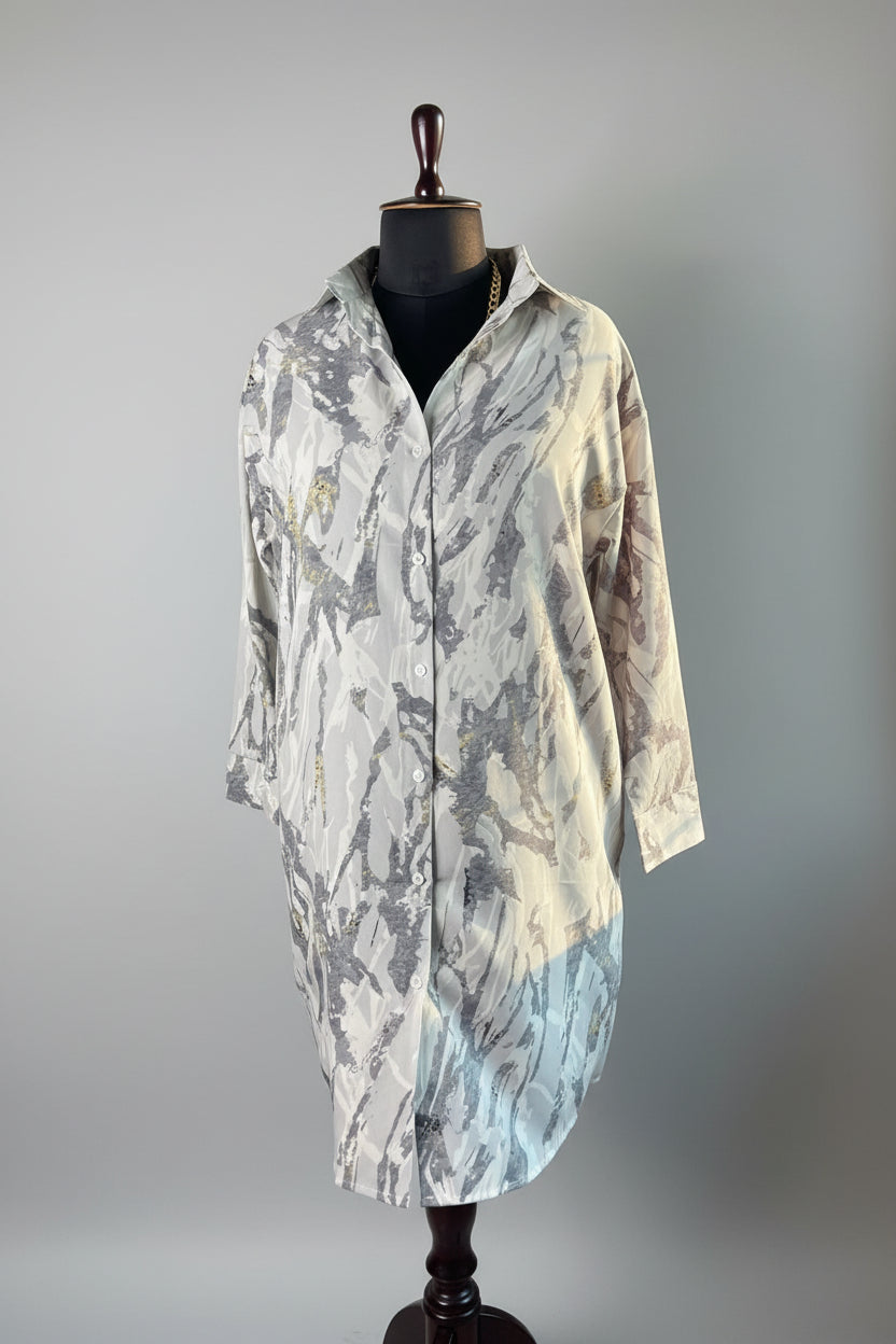 Grey Marble Shirt Dress