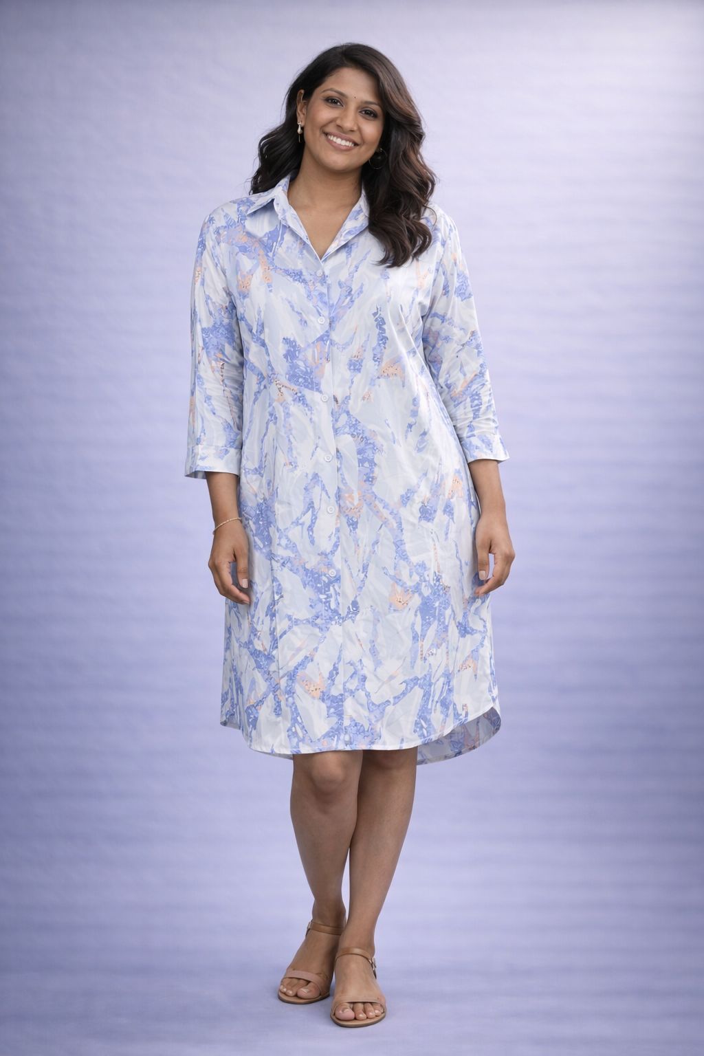 Blue Marble Shirt Dress
