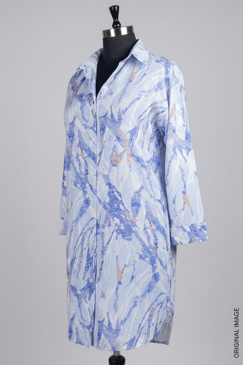 Blue Marble Shirt Dress