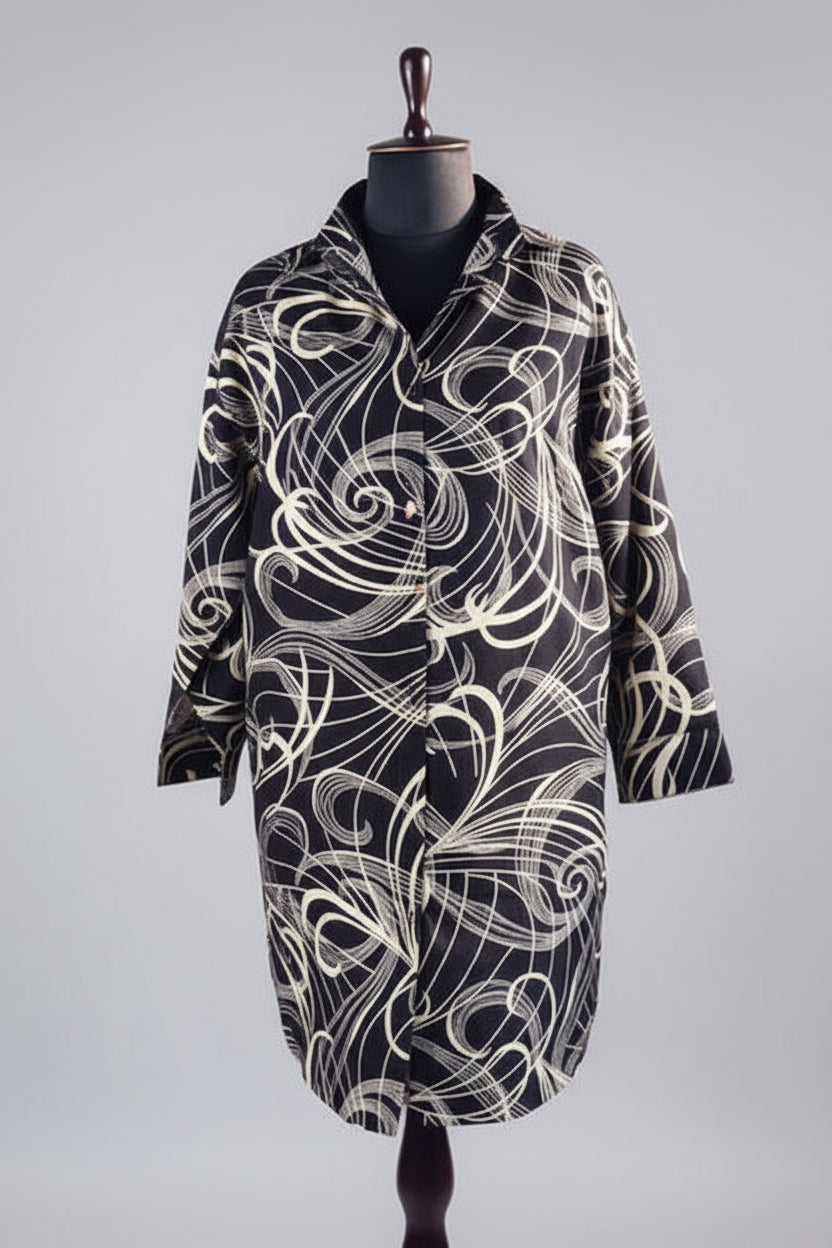 Black Scribble Shirt Dress