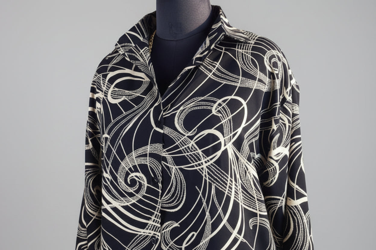 Black Scribble Shirt Dress