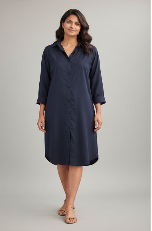 Black Solid Shirt Dress