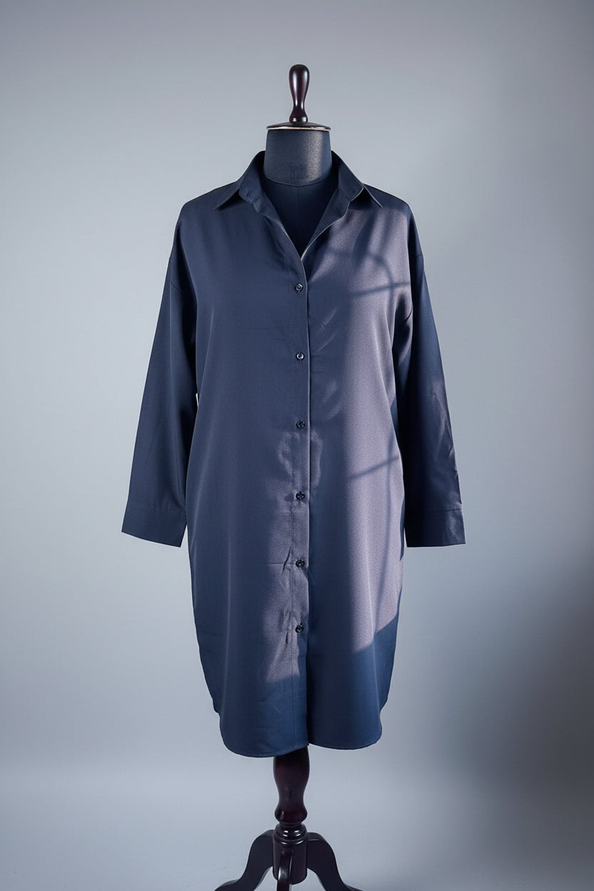 Black Solid Shirt Dress