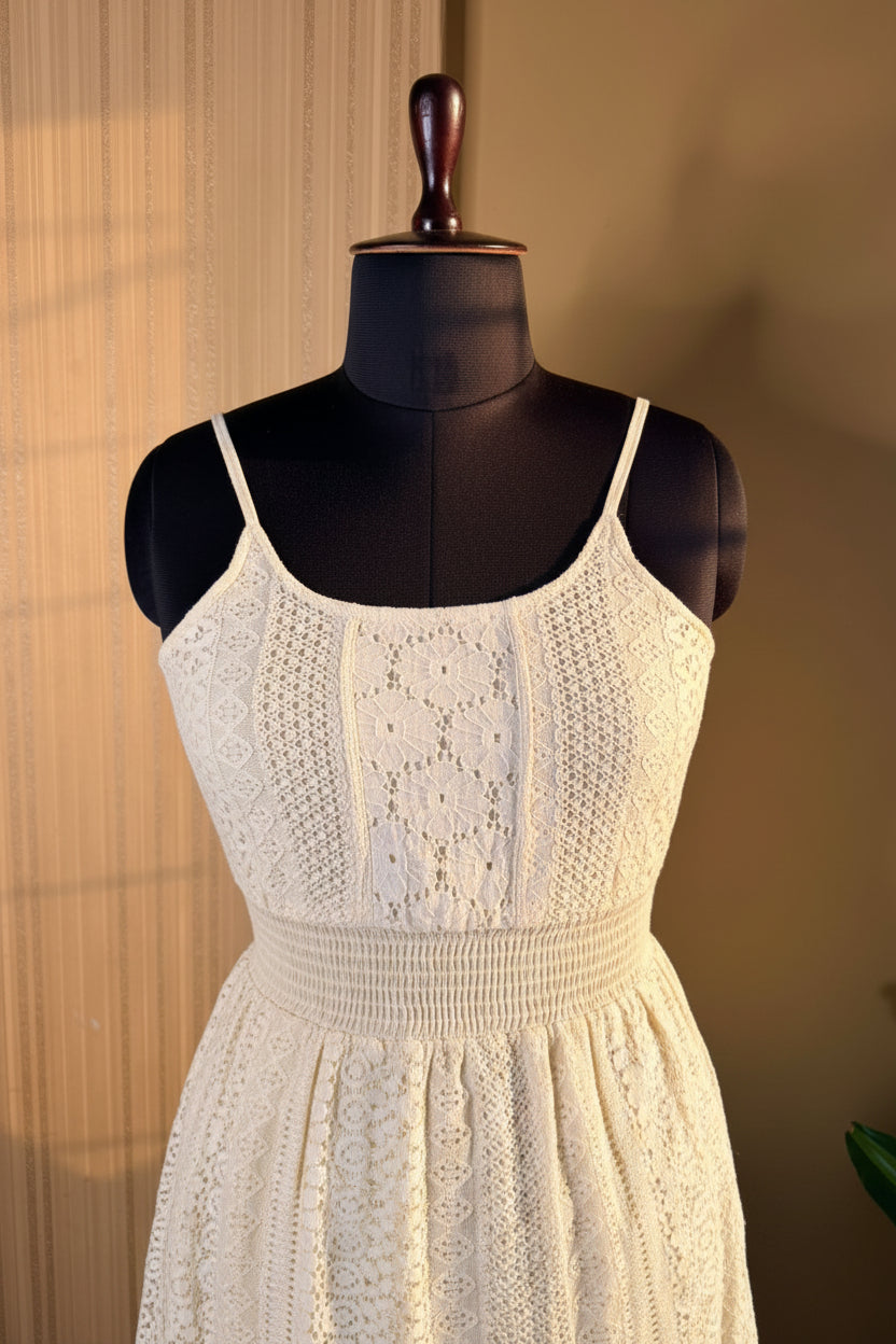 Creme Lace Strap Dress