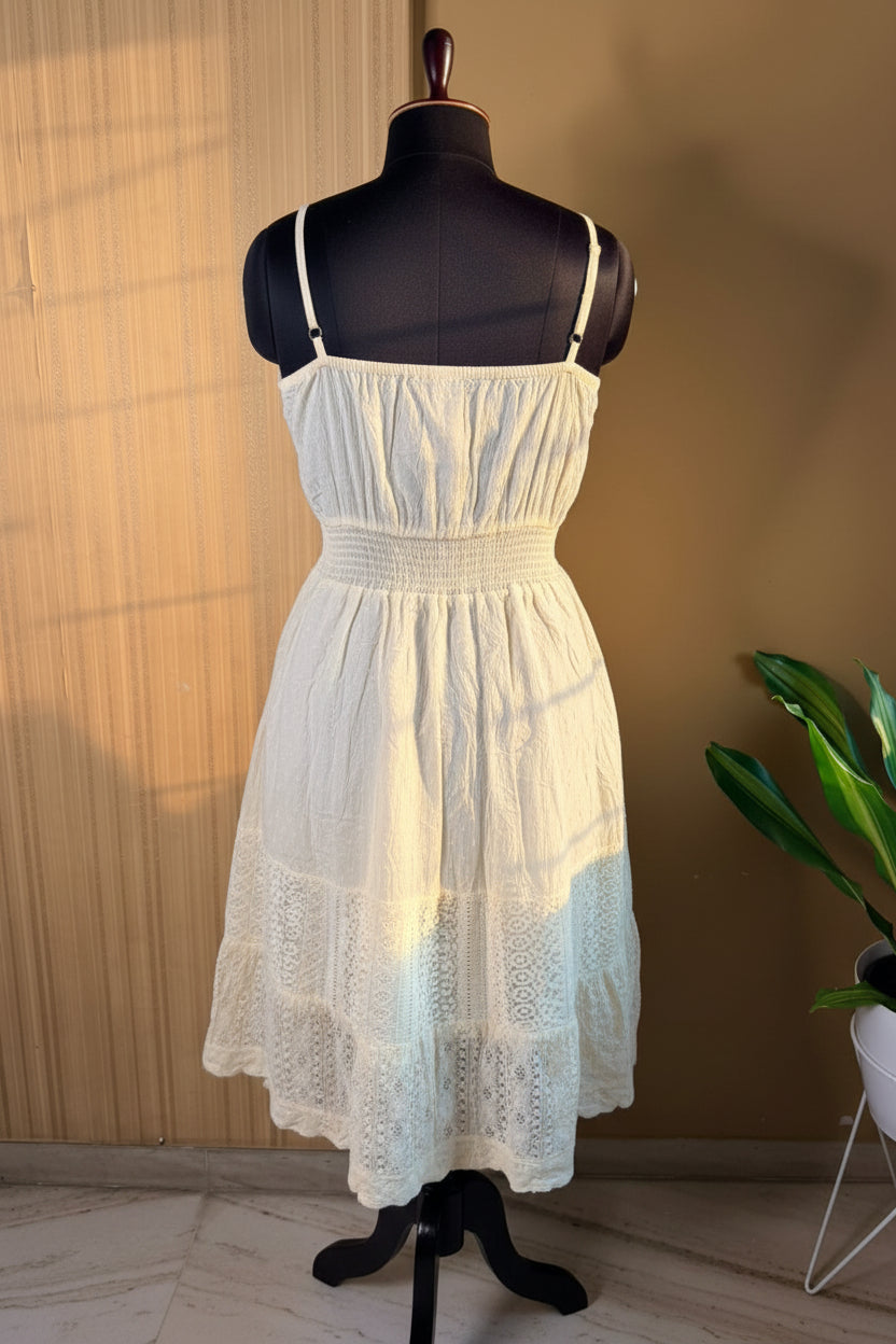 Creme Lace Strap Dress