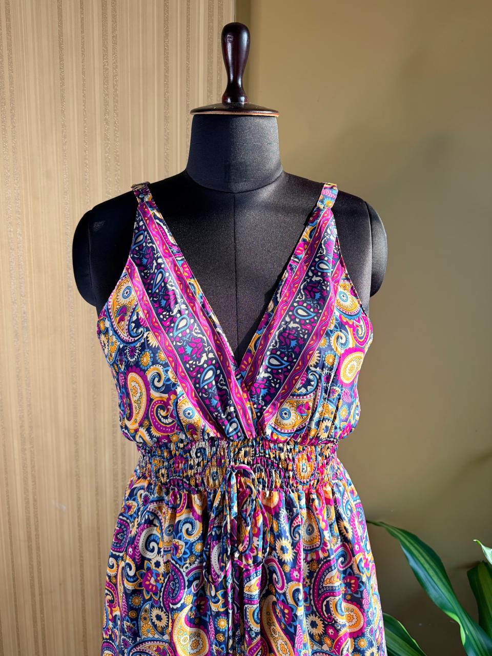 Paisley Pink Tiered Silk Dress