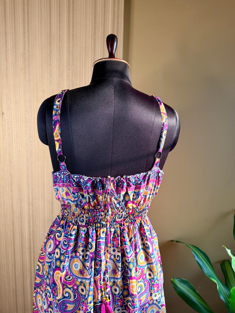 Paisley Pink Tiered Silk Dress