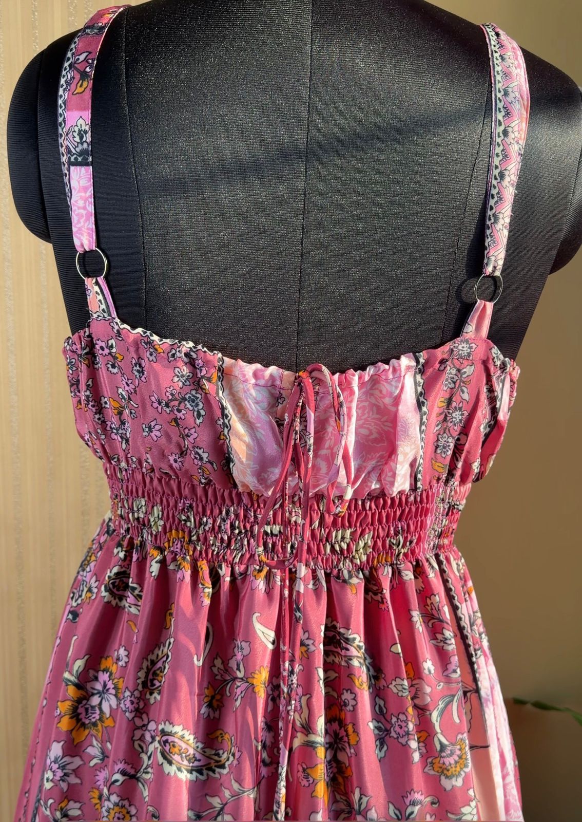 Floral Mauve Tiered Silk Dress