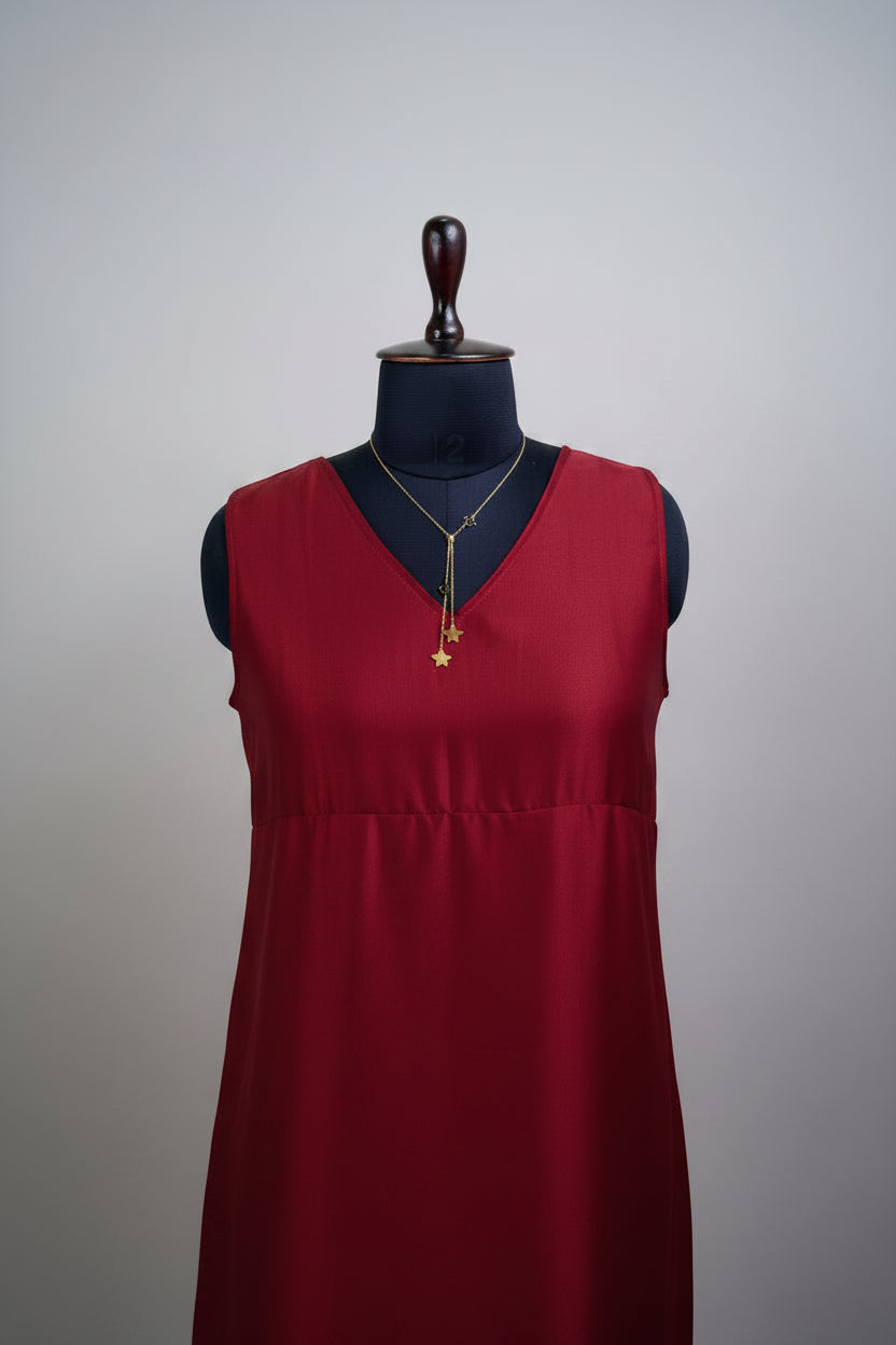 Maroon A-line Modal Dress