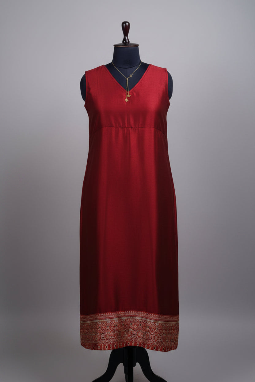 Maroon A-line Modal Dress