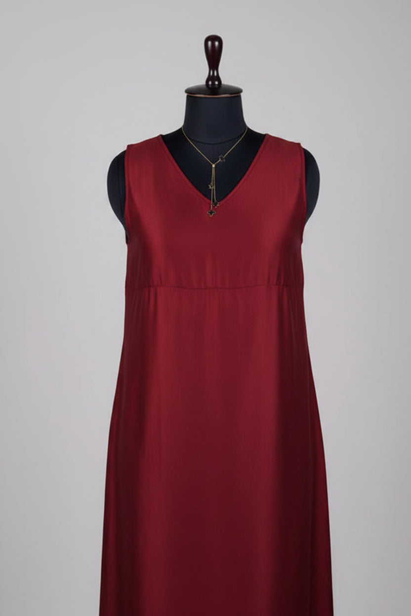 Maroon A-line Modal Dress