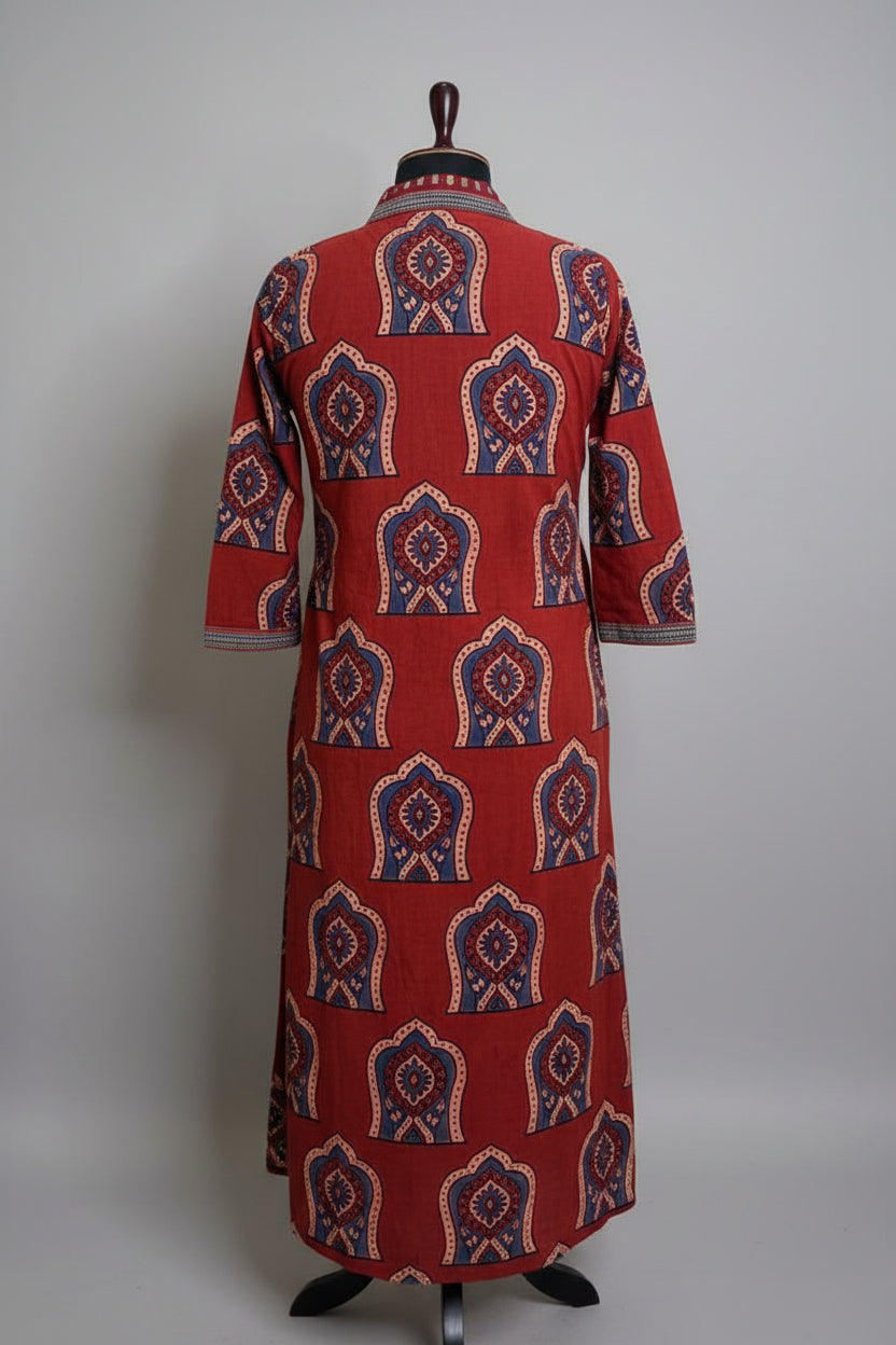 Maroon Ajrak Aalia Dress