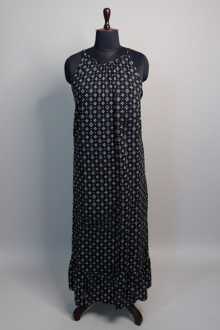 Black Bloom Cotton Maxi Dress