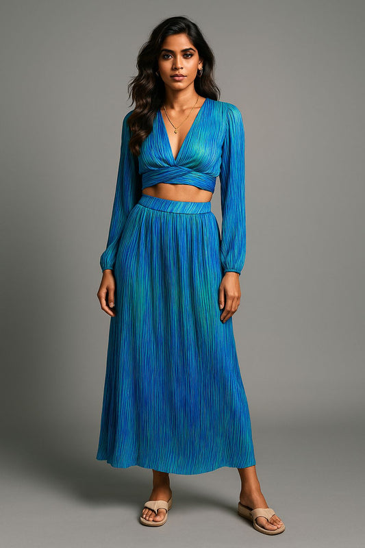Blue Pleated Cordset