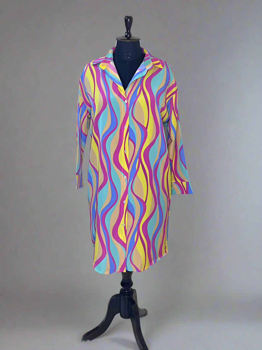 Pink Multi-color Shirt Dress