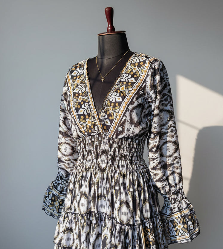 BlackWhite Kasturi Tiered Dress