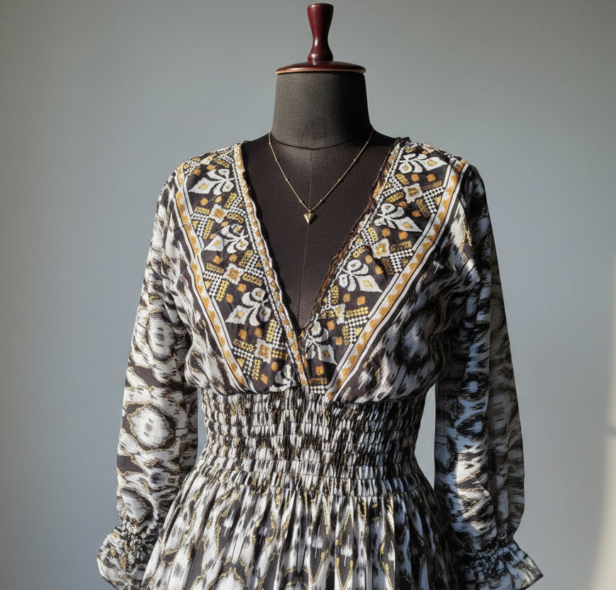 BlackWhite Kasturi Tiered Dress