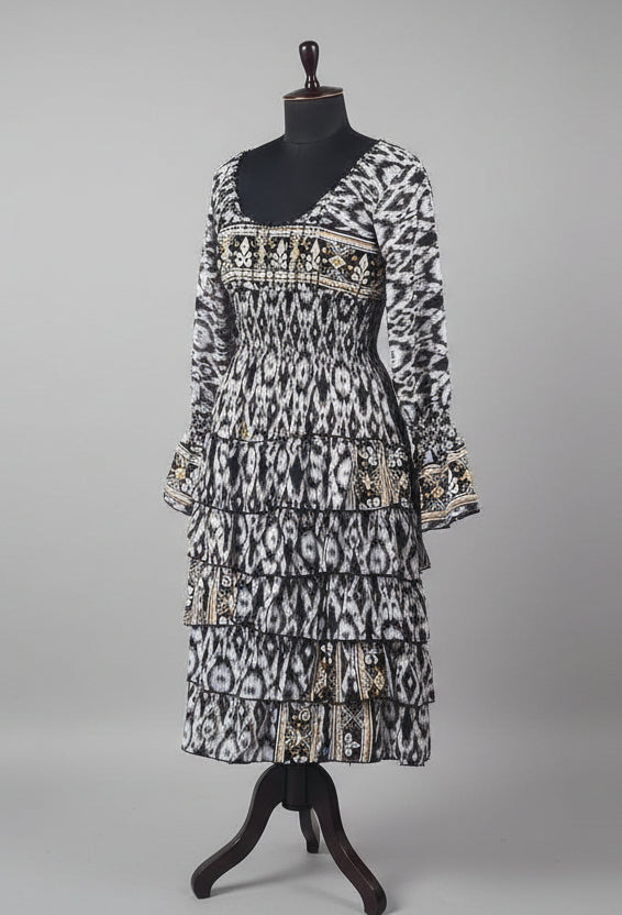BlackWhite Kasturi Tiered Dress