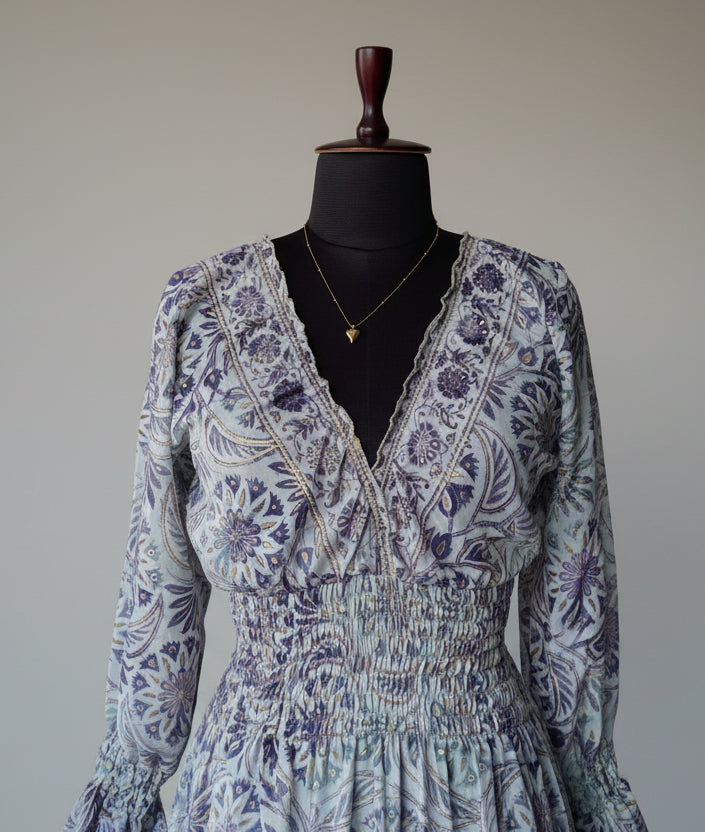 Blue Kasturi Tiered Dress