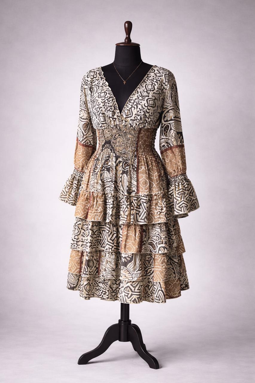 Beige Kasturi Tiered Dress