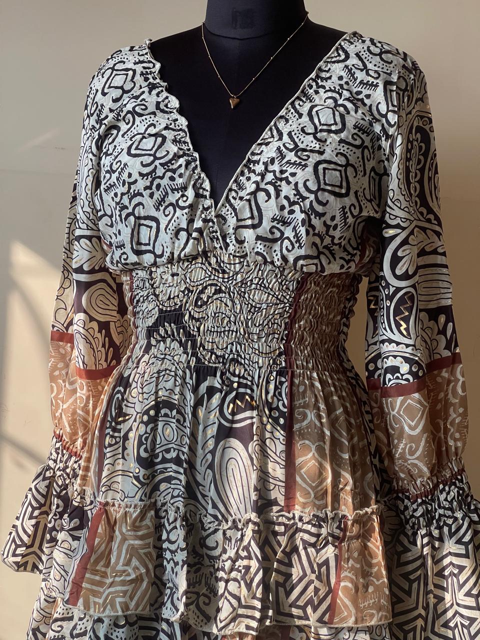 Beige Kasturi Tiered Dress