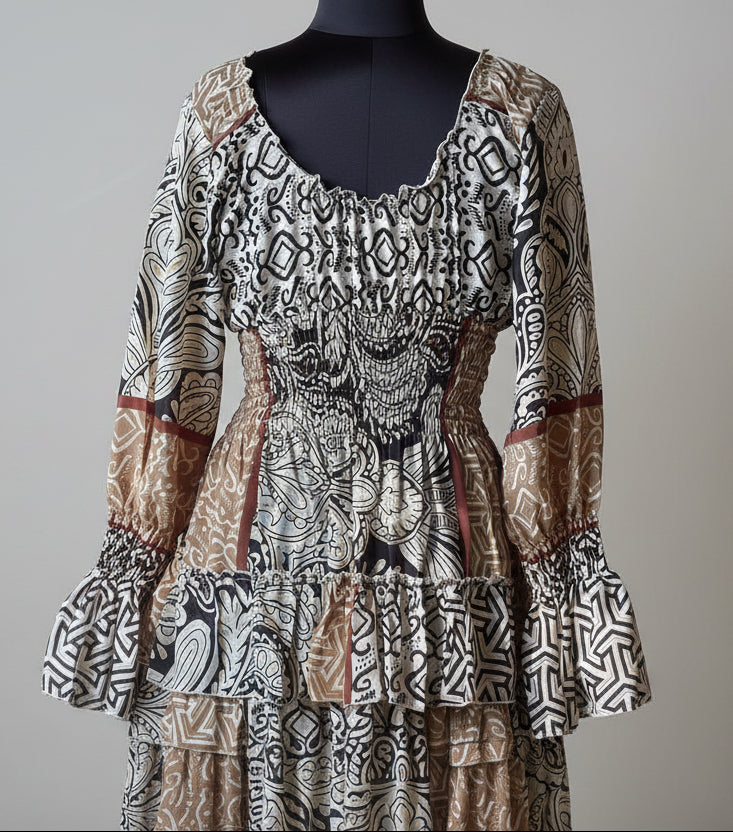 Beige Kasturi Tiered Dress
