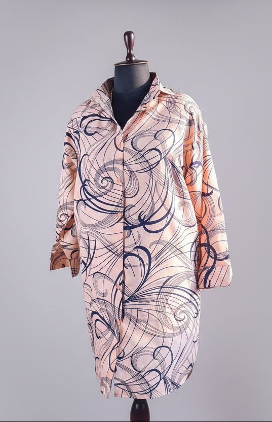Peach Scribble Shirt Dress