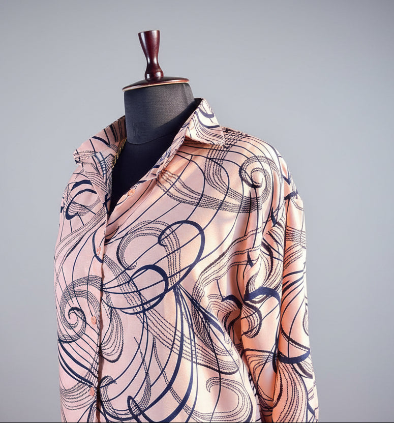 Peach Scribble Shirt Dress