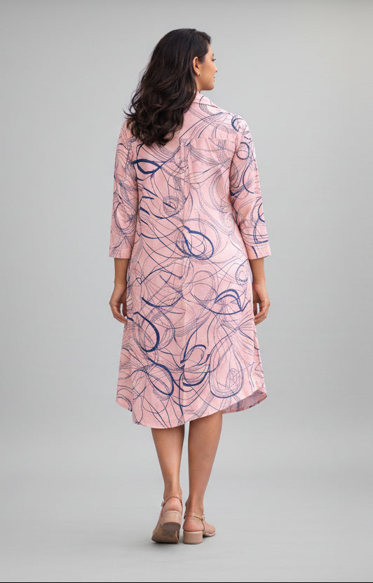 Peach Scribble Shirt Dress