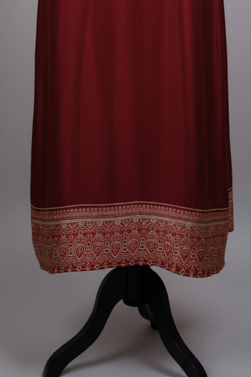 Maroon A-line Modal Dress