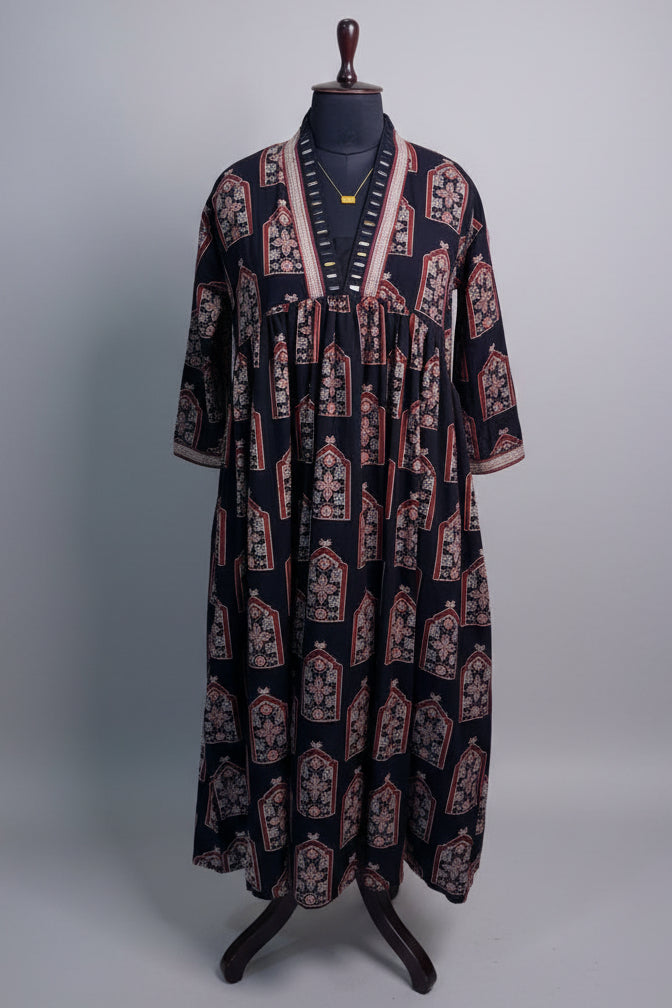 Black Ajrak Aalia Dress