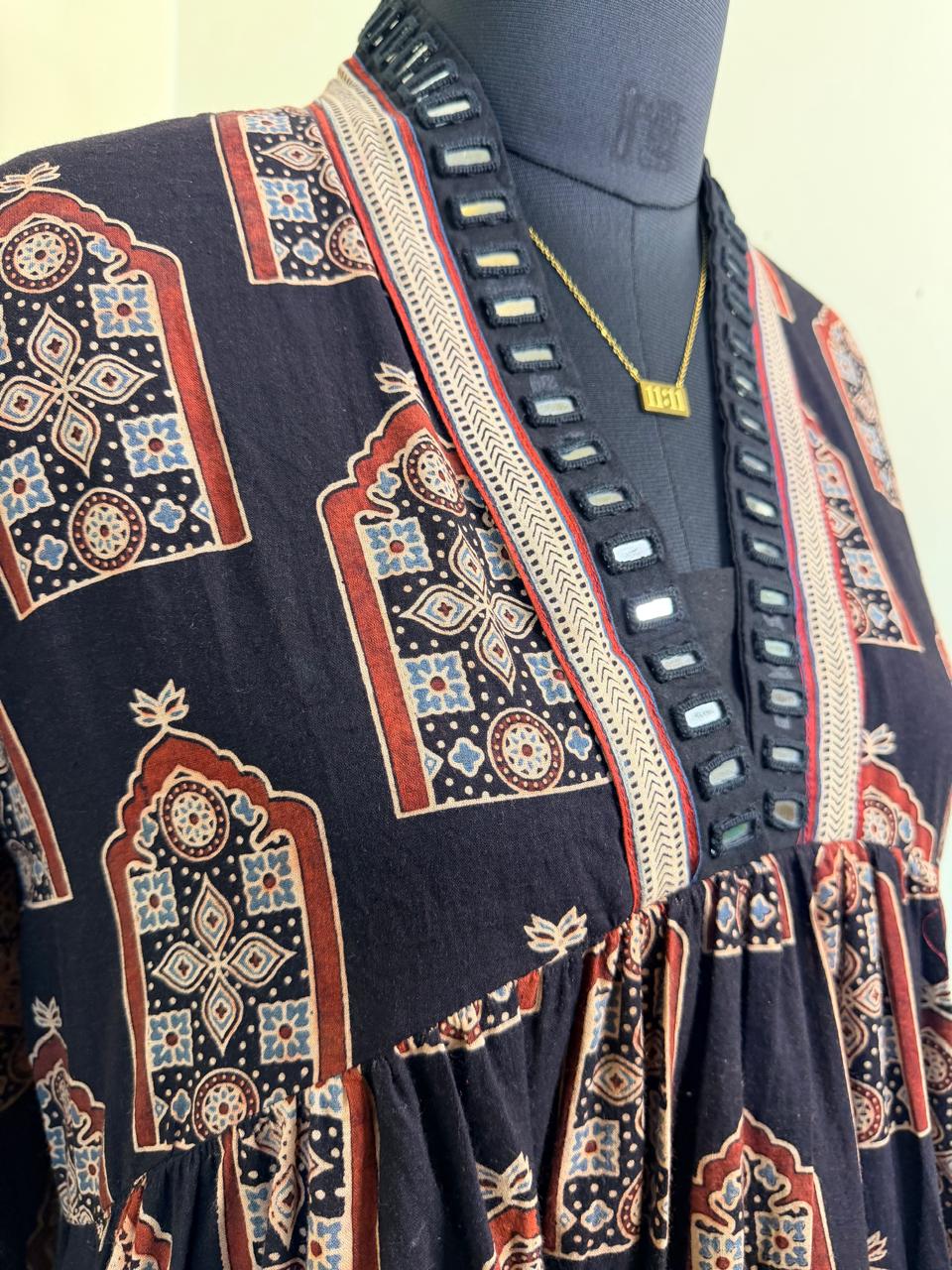 Black Ajrak Aalia Dress