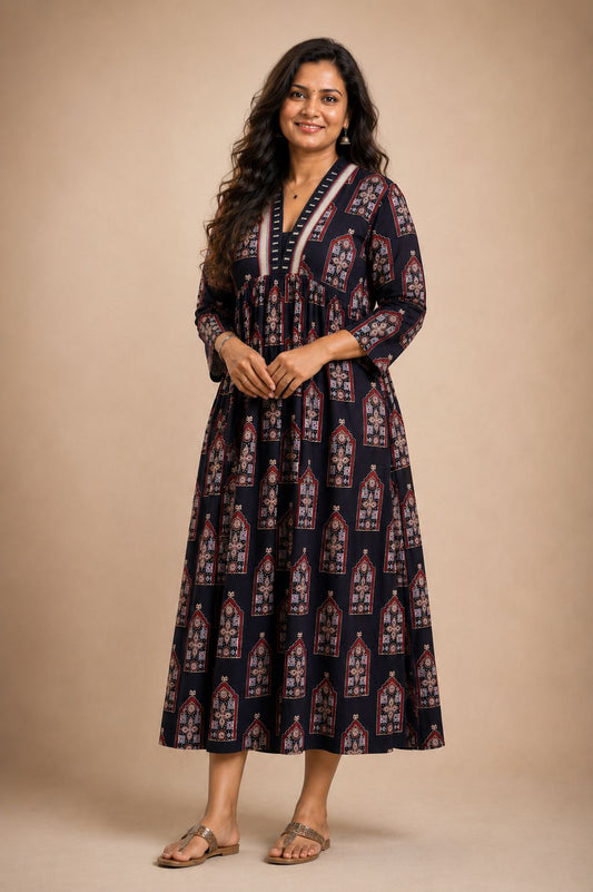 Black Ajrak Aalia Dress