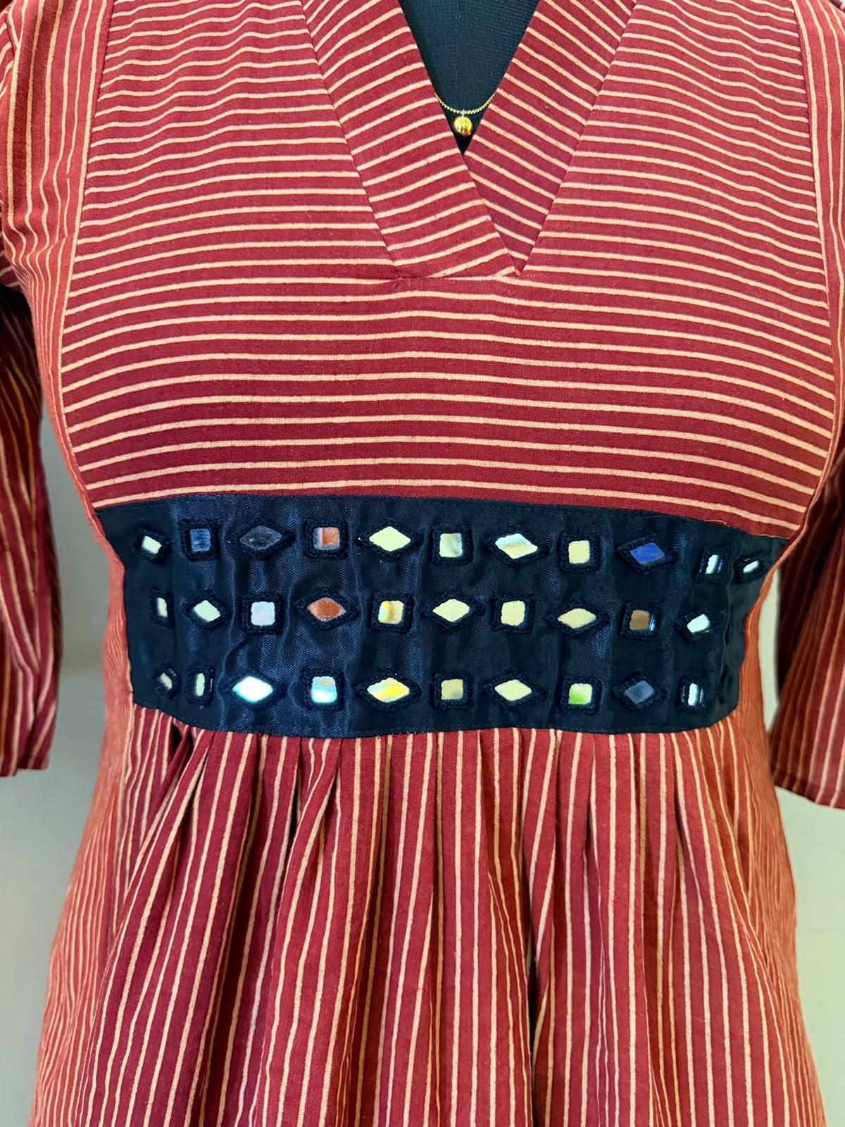Maroon Khushboo Striped Dress