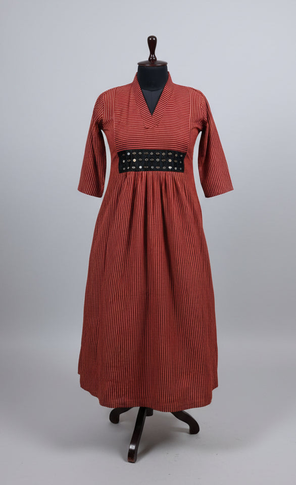 Maroon Khushboo Striped Dress